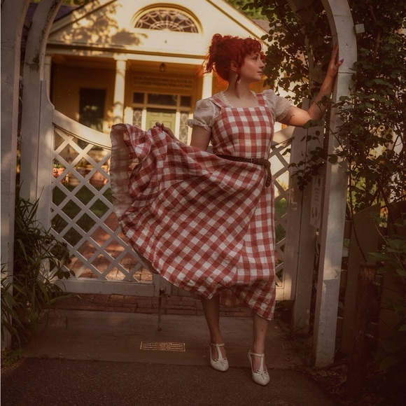 Sondeflor Pink Gingham Pinafore Sleeveless Dress - Picture 5 of 5